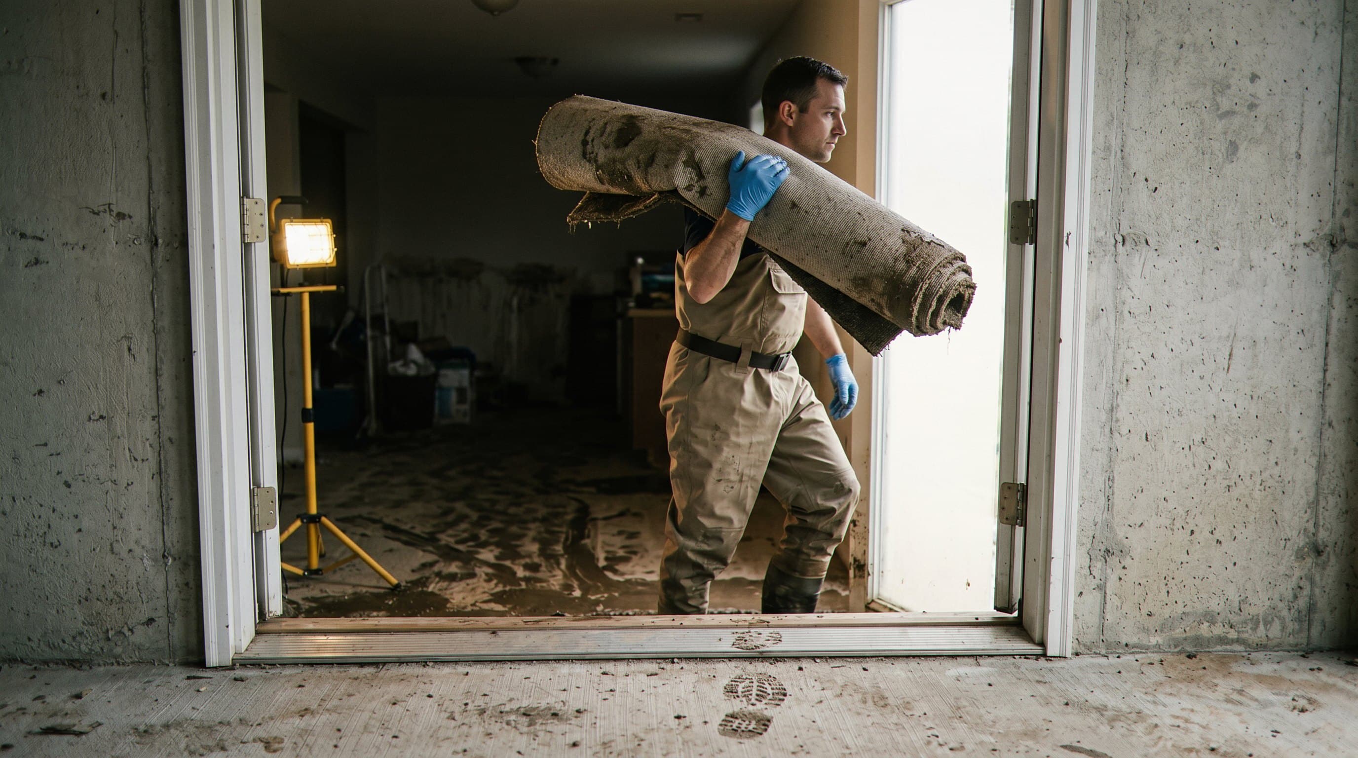 Basement submerged under floodwater